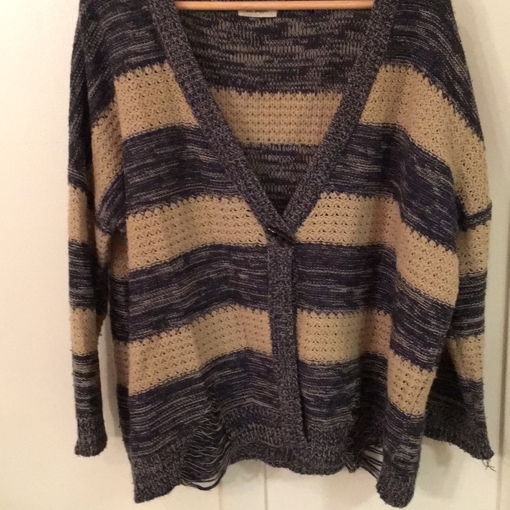 Blu Pepper striped distressed women’s cardigan